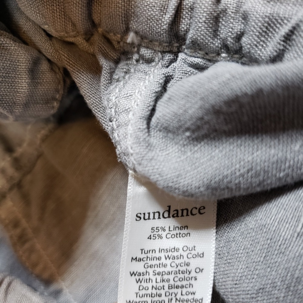 Sundance Linen Blend Pants 16 Gray Button Fly Crop Square Pockets Boho Festival - Picture 6 of 9